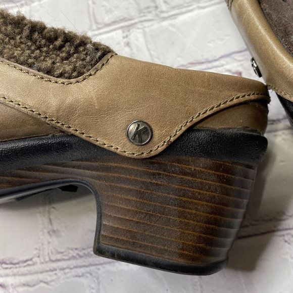 Klogs Usa Shearling-Trim Leather Clogs Brown  Size 9 Wide - Picture 5 of 12